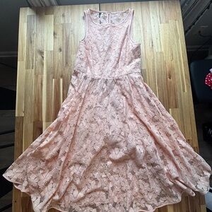Anthropologie Peach Lace Sleeveless Dress